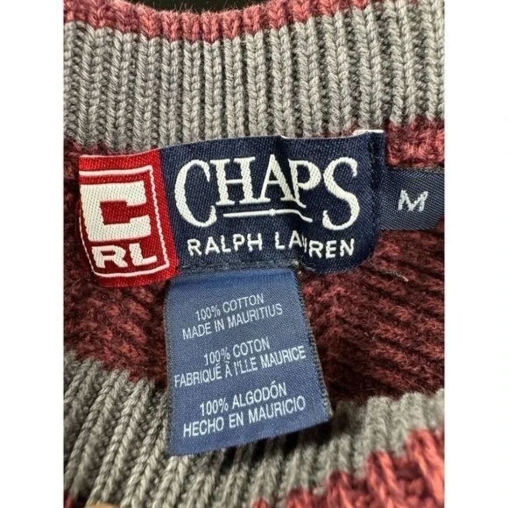 Chaps Ralph Lauren Mens Burgundy Herringbone Cotton Crewneck Sweater Size M‎ |B1